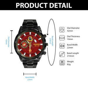 United States Marines Dress Blues USMC Battailons Black Stainless Steel Watch SS8 4