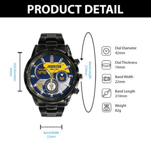 Us Navy Calculator Body Fat Calculator Navy Badge Black Stainless Steel Watch SS10 6
