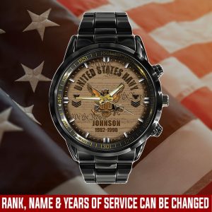 Us Navy Military Ranks Black Stainless Steel Watch SS11