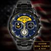 Us Navy Ship Navy Rating Black Stainless Steel Watch SS9 3