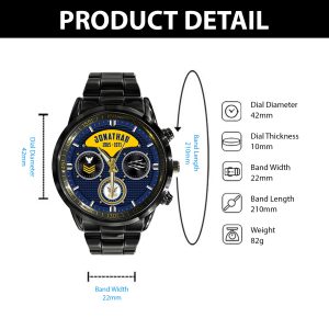 Us Navy Ship Navy Rating Black Stainless Steel Watch SS9 5