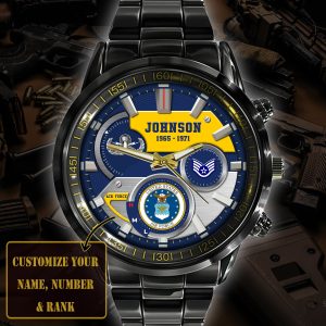 Usaf Air Force Airforce Badge Black Stainless Steel Watch SS10 2