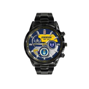 Usaf Air Force Airforce Badge Black Stainless Steel Watch SS10 3