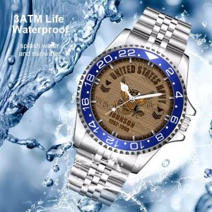 Usn Symbol Navy Badge Stainless Steel Silver Watch SS11 6