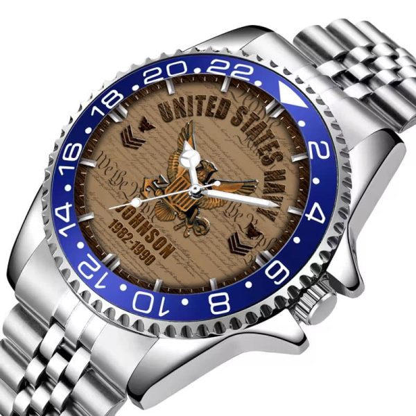 Usn Symbol Navy Badge Stainless Steel Silver Watch SS11 8