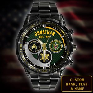 1 Army Branch Watch Stainless Steel Black SS01103