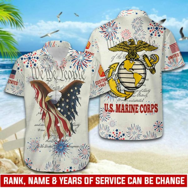 1 Marines Ranks Guys hawaiian shirts HW104