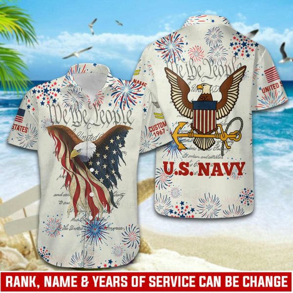 1 NAVY Ranks Guys hawaiian shirts HW104