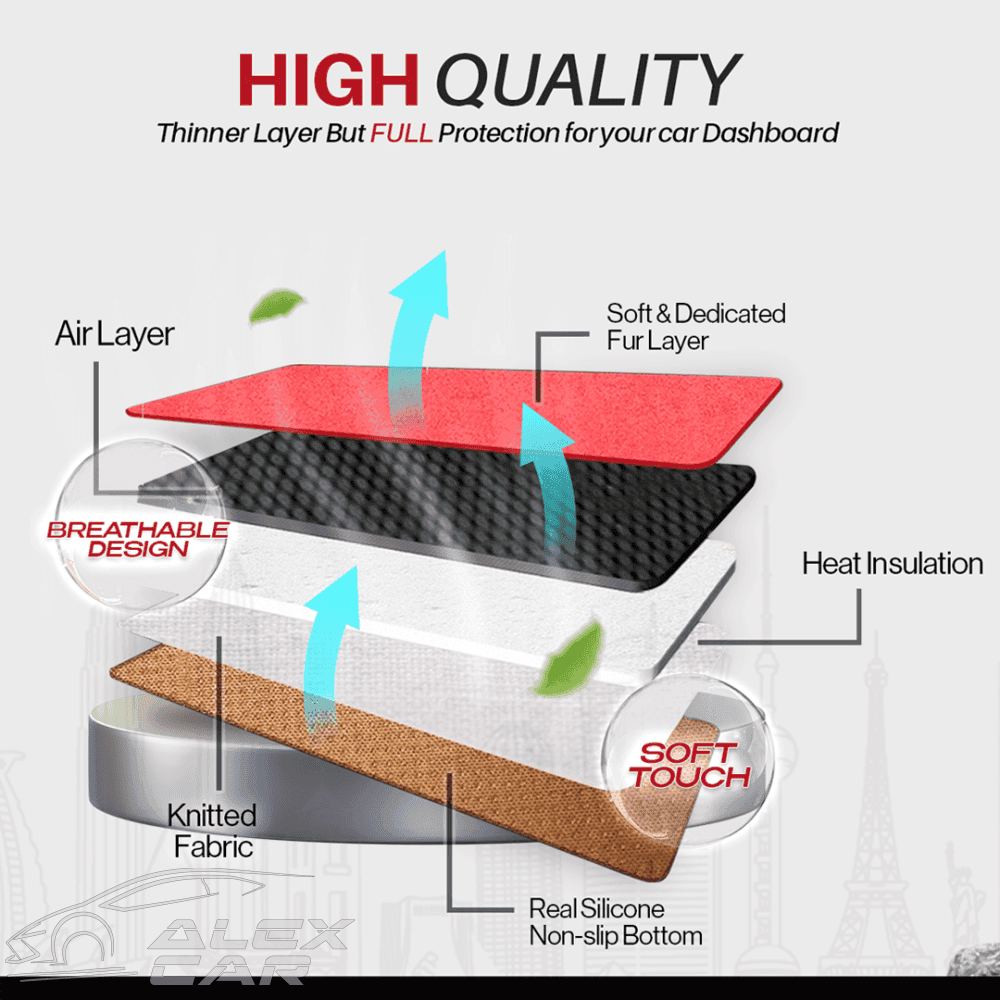 3 Car Dashboard Custom Fit Dashboard Mat Cover For Sedan, Hatchback, SUV, MPV, Truck, etc (10)
