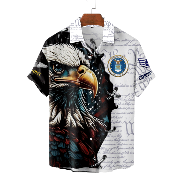 AirForce Badge White Hawaiian Shirt HW103 1 1