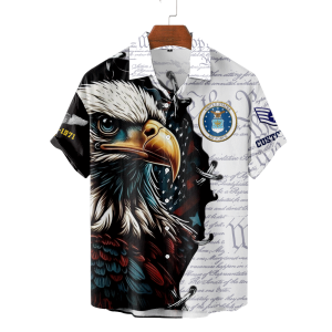 AirForce Badge White Hawaiian Shirt HW103 1