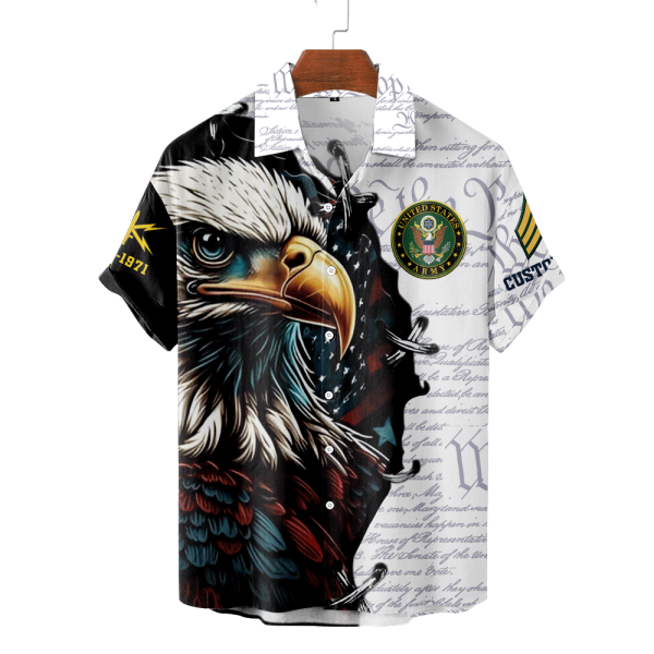 Army Branch White Hawaiian Shirt HW103 1 1