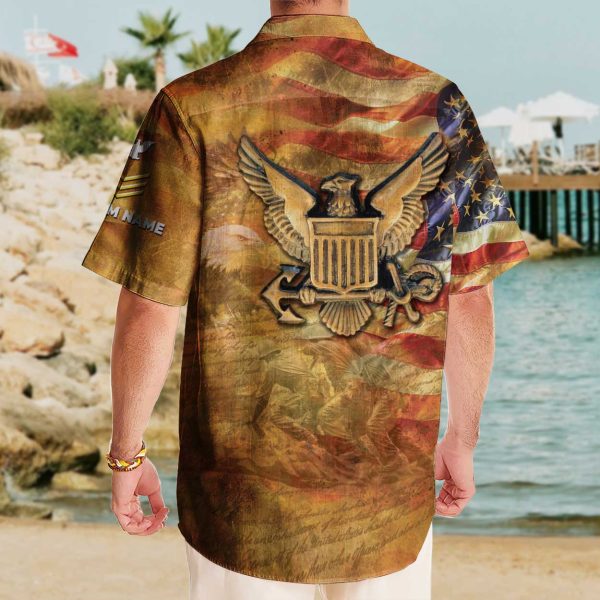 Navy Badge Aloha shirts mens HW102 3 1