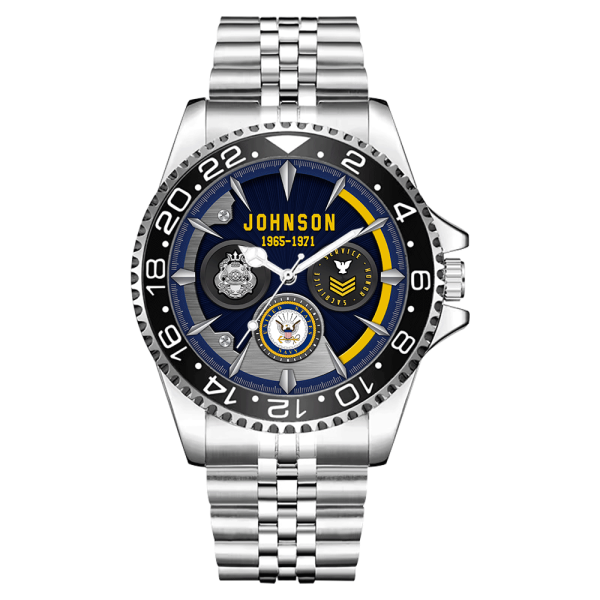 Navy Badge Mens Silver Watch SS14 1