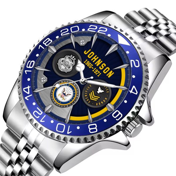 Navy Badge Mens Silver Watch SS14 3