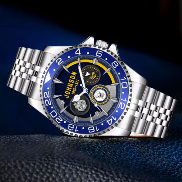 Navy Badge Mens Silver Watch SS14 5