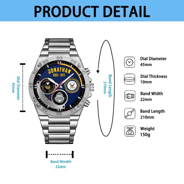 Navy Badge Male silver watches SS03103 4 1