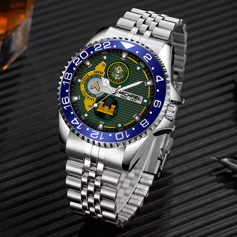 Customized Us Army Branches Ss4 - Silver Classic Stainless Steel Watch 4 customized us army branches ss4 silver classic stainless steel watch kpjx4