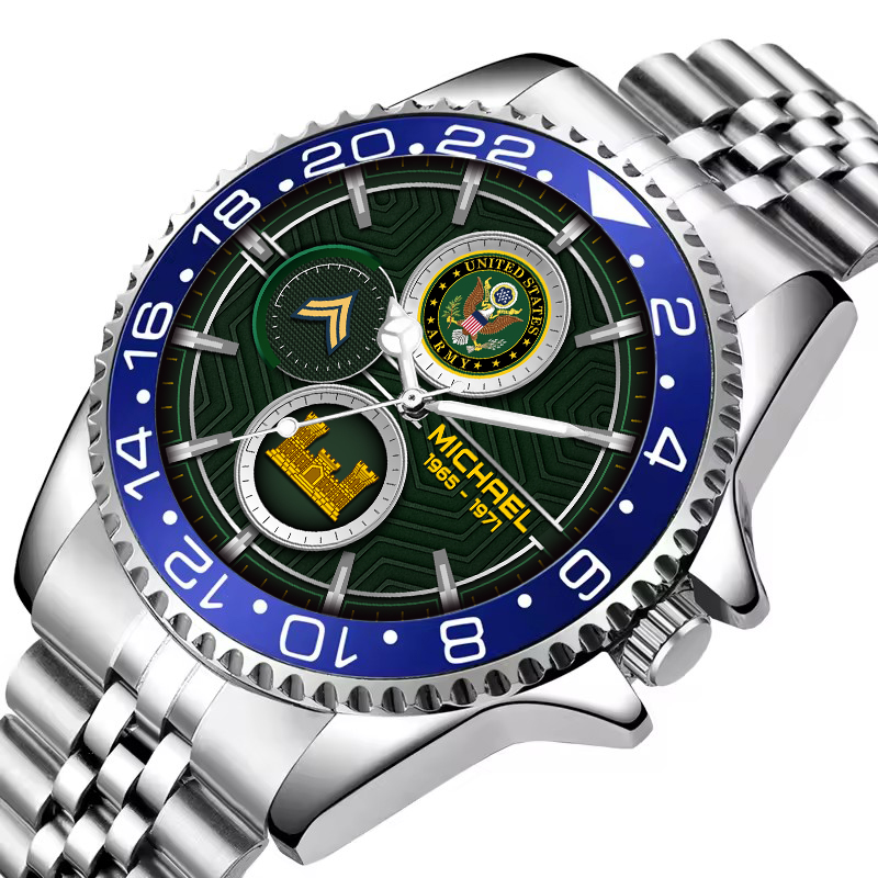 customized us army branches ss5 silver classic stainless steel watch djuif