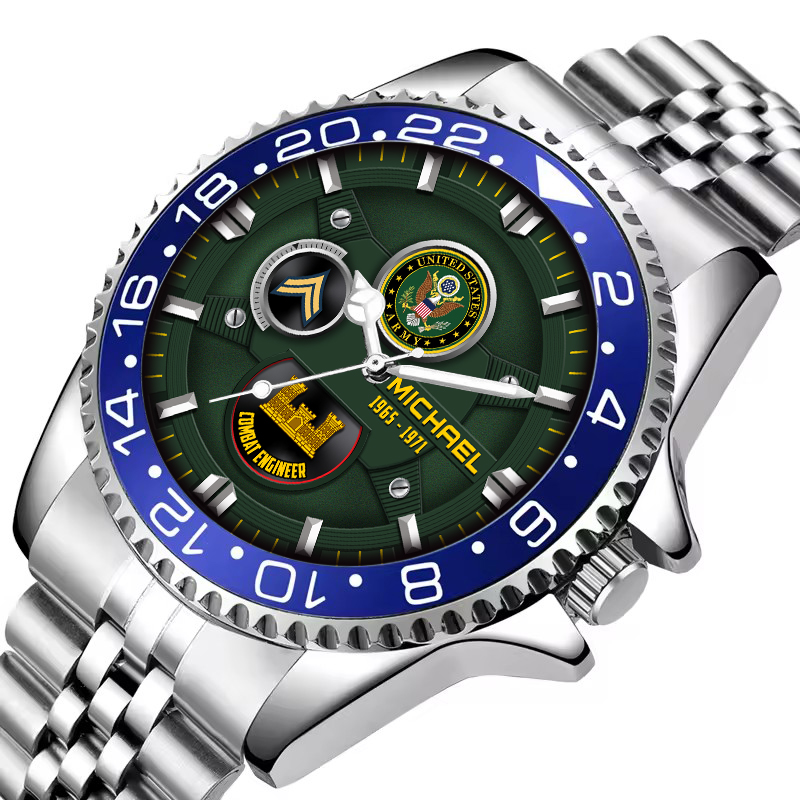 Customized Us Army Branches Ss6 - Silver Classic Stainless Steel Watch 4 customized us army branches ss6 silver classic stainless steel watch fpqci