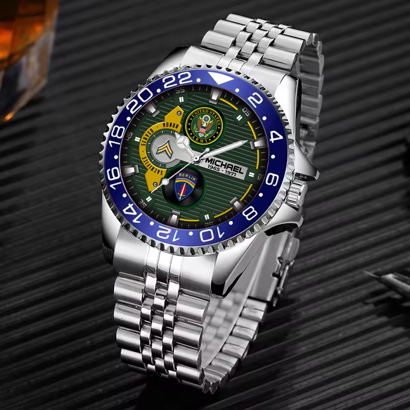 customized us army divisions ss4 silver classic stainless steel watch jdluw