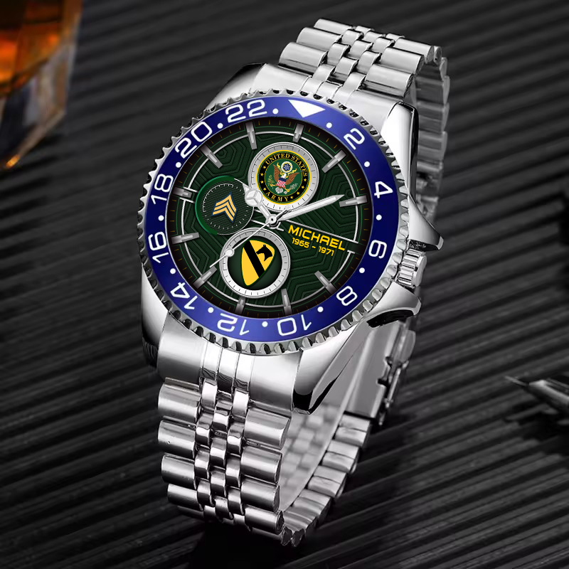 customized us army divisions ss5 silver classic stainless steel watch vkh21