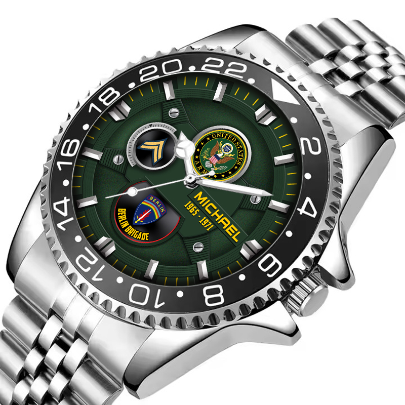 customized us army divisions ss6 silver classic stainless steel watch etmbz