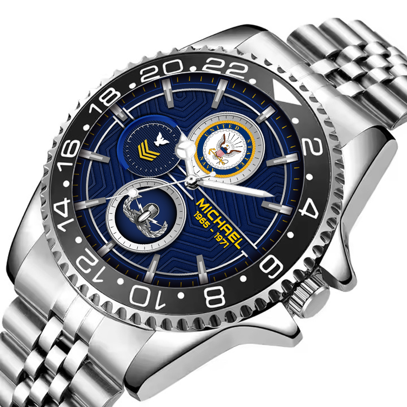 customized us navy badge ss5 silver classic stainless steel watch iu1zm