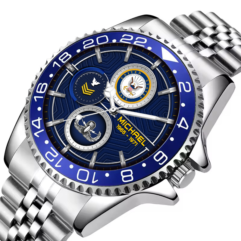 customized us navy badge ss5 silver classic stainless steel watch jgwkr