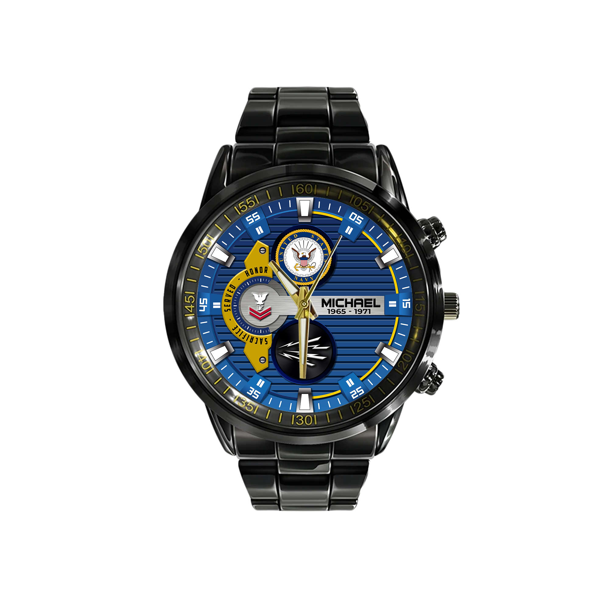 Customized Us Navy Rating Ss4 - Black Stainless Steel Watch 2 customized us navy rating ss4 black stainless steel watch ljamx