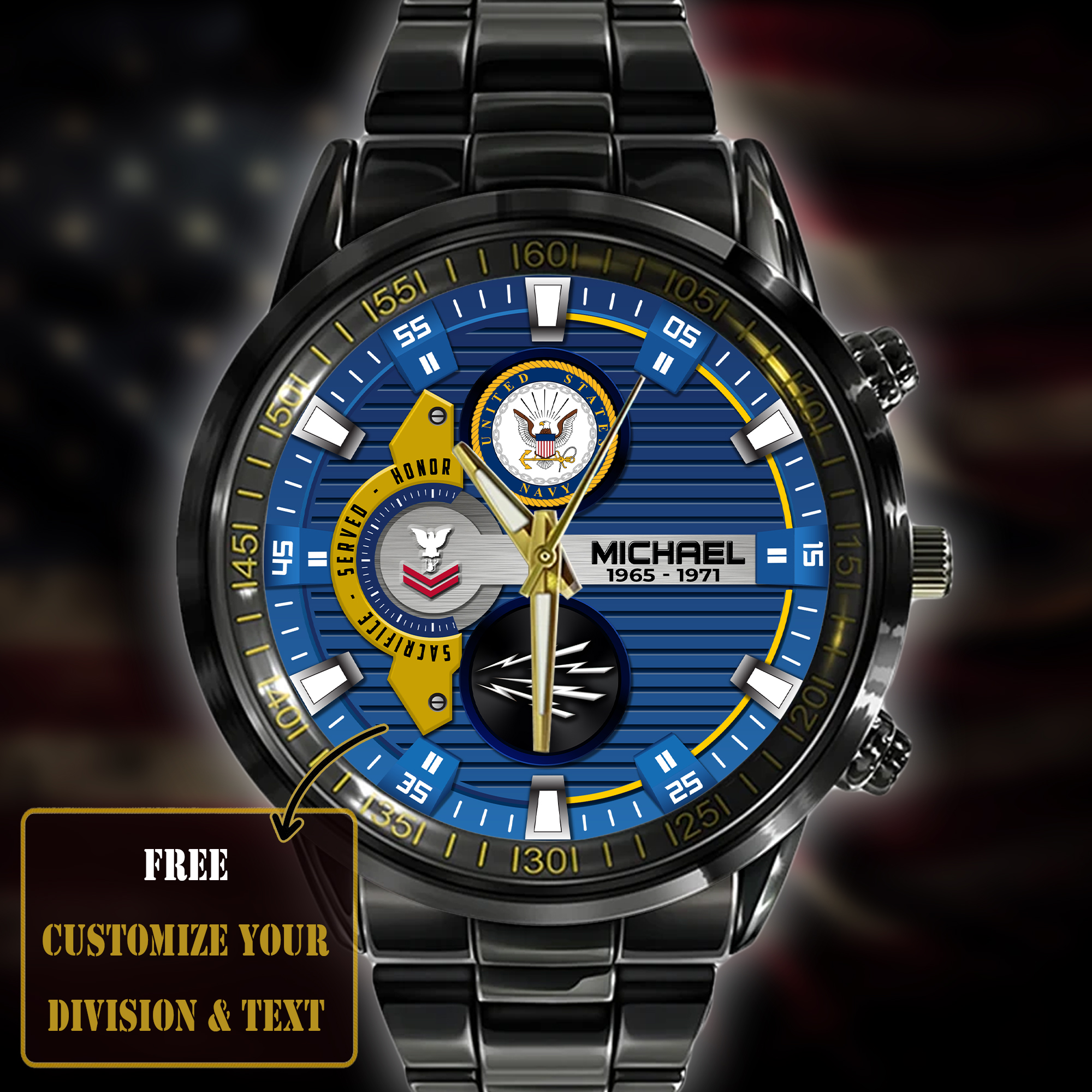 Customized Us Navy Rating Ss4 - Black Stainless Steel Watch 10 customized us navy rating ss4 black stainless steel watch rlkyk