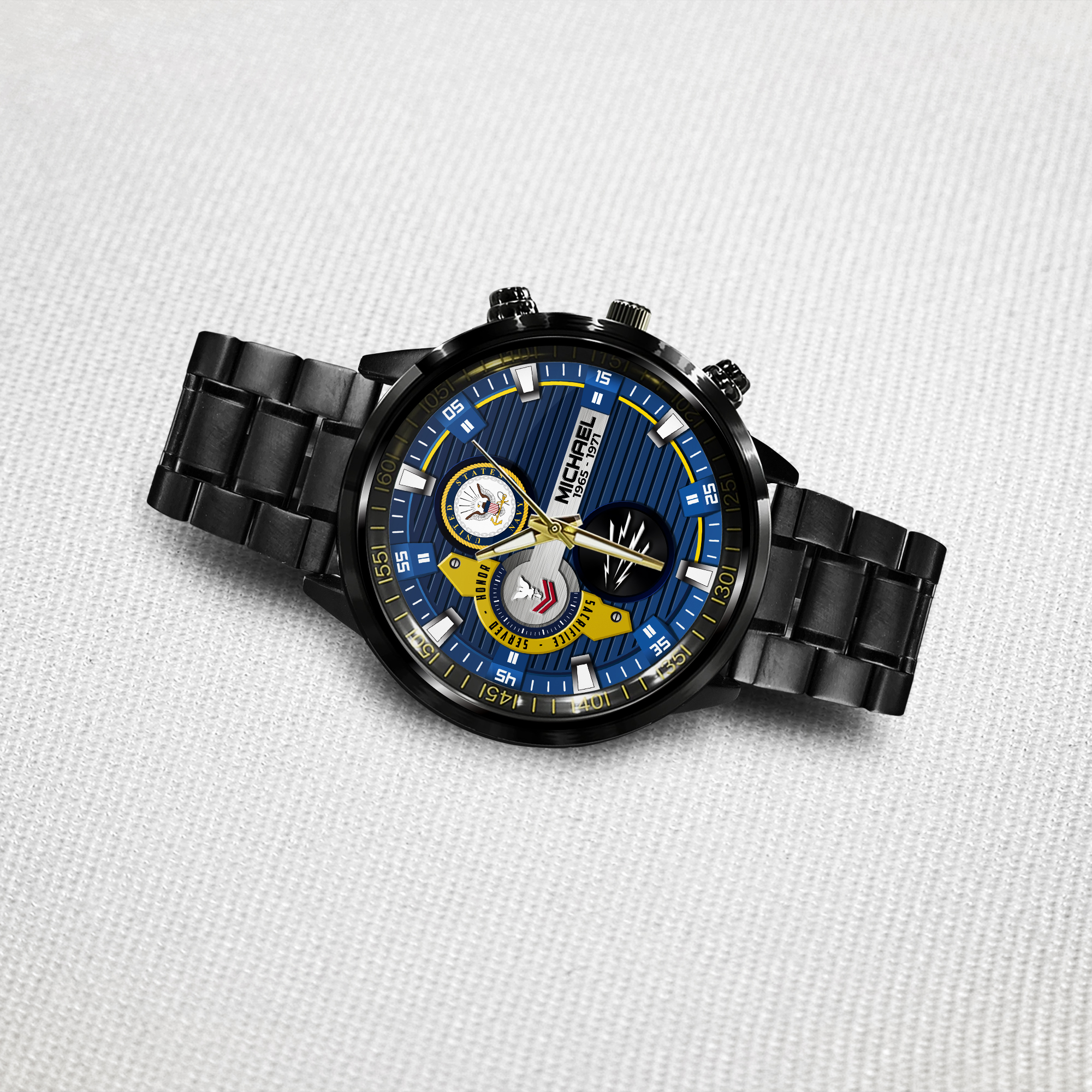 Customized Us Navy Rating Ss4 - Black Stainless Steel Watch 3 customized us navy rating ss4 black stainless steel watch yuo9q