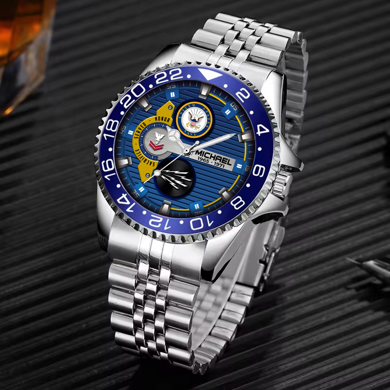 customized us navy rating ss4 silver classic stainless steel watch 1ihne