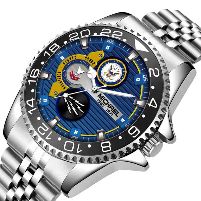 customized us navy rating ss4 silver classic stainless steel watch w8c3w