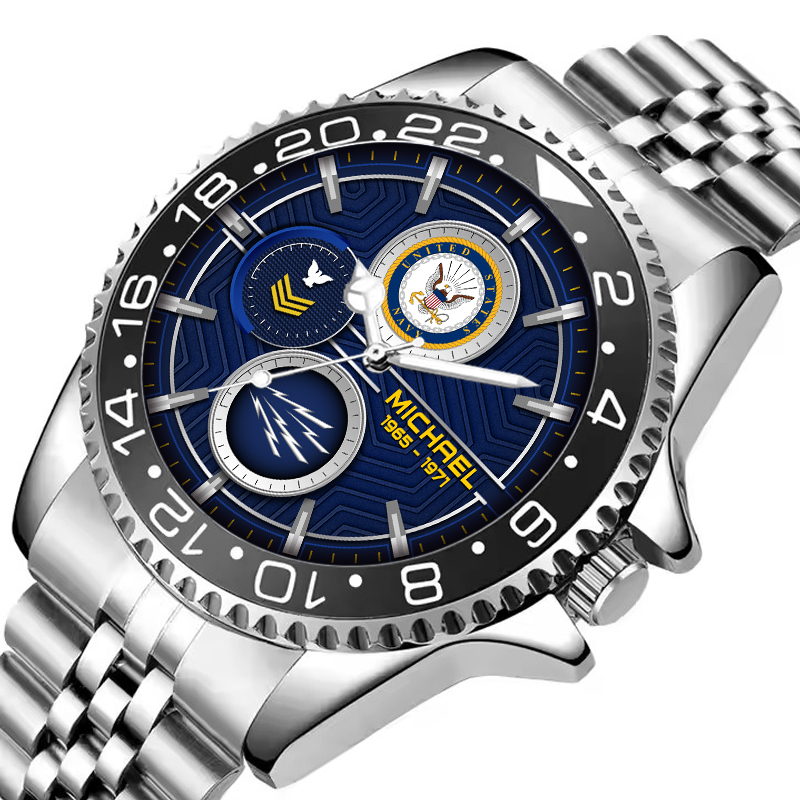 customized us navy rating ss5 silver classic stainless steel watch z0o1u