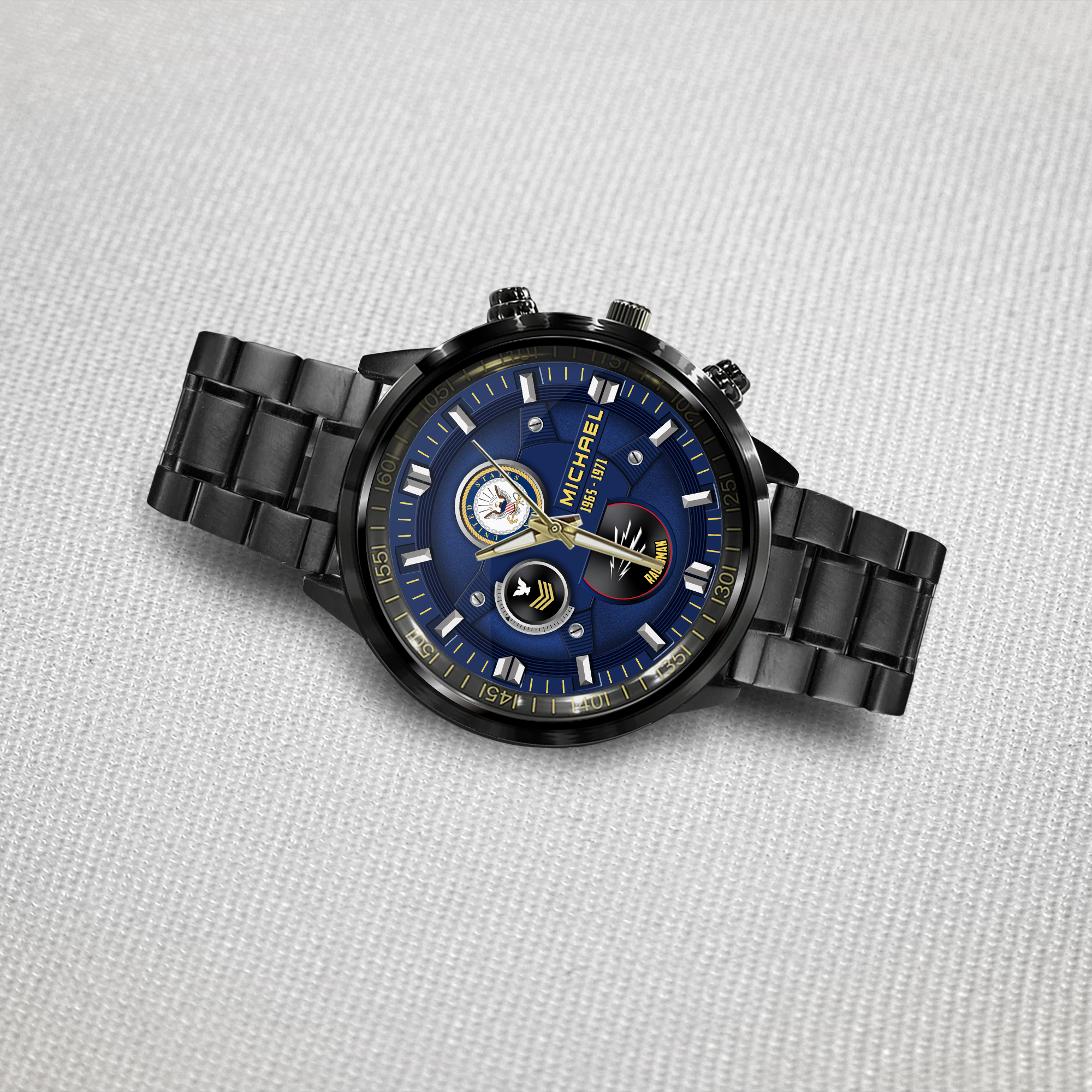 Customized Us Navy Rating Ss6 - Black Stainless Steel Watch 2 customized us navy rating ss6 black stainless steel watch 606q7