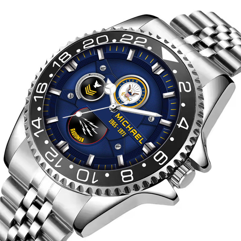 customized us navy rating ss6 silver classic stainless steel watch gi8yg