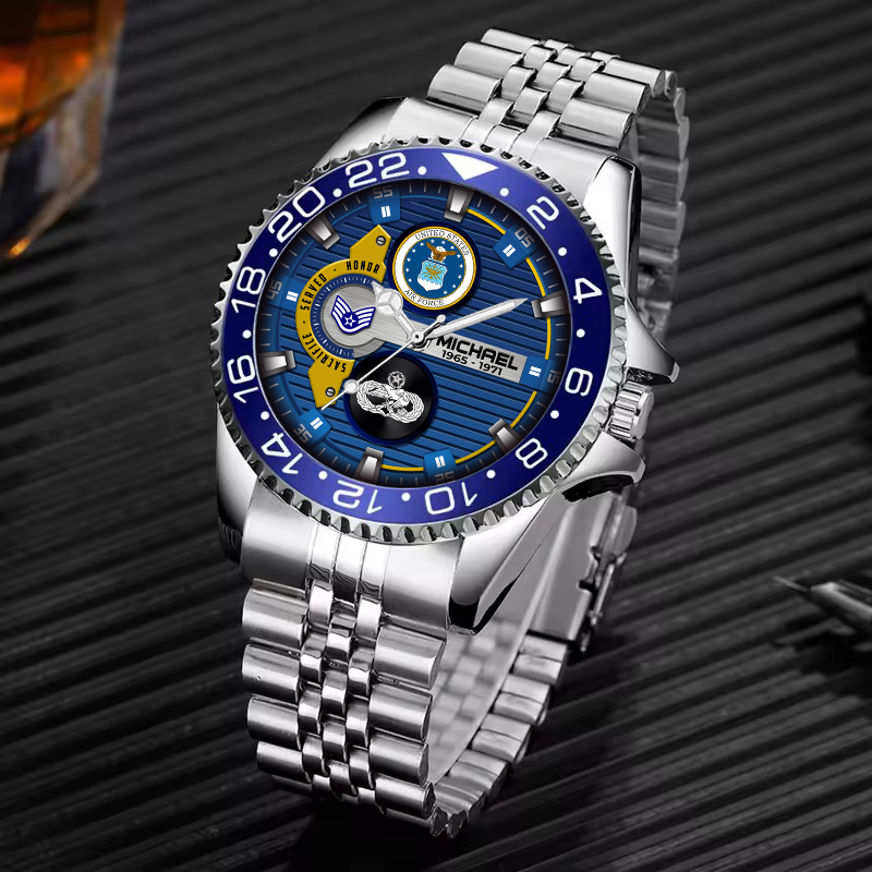 customized usaf badge ss4 silver classic stainless steel watch efn53