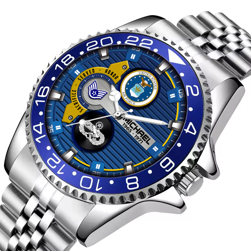 customized usaf badge ss4 silver classic stainless steel watch m1v0r