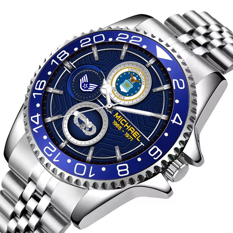 Customized Usaf Badge Ss5 - Silver Classic Stainless Steel Watch FN 2 customized usaf badge ss5 silver classic stainless steel watch hmsal