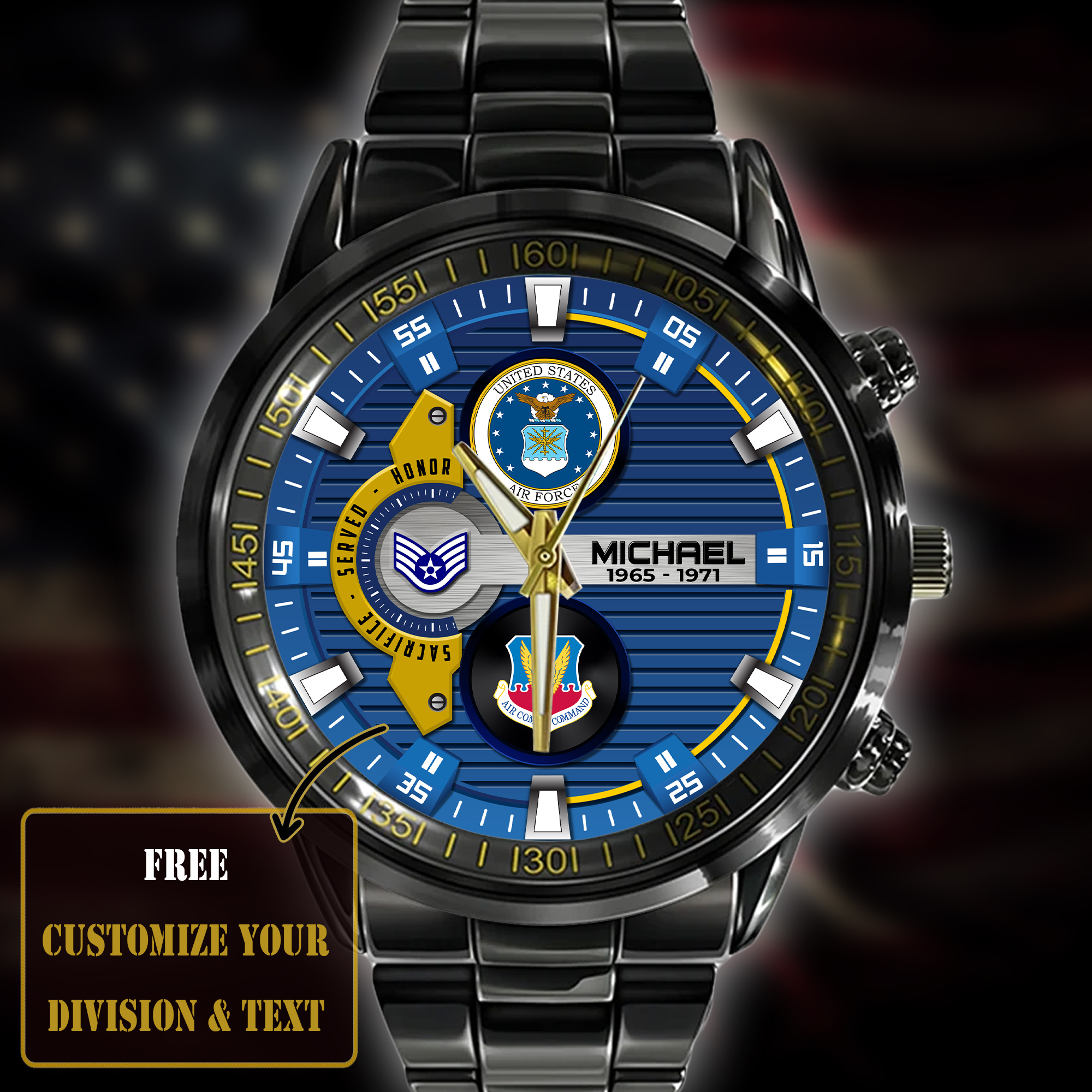 customized usaf command ss4 black stainless steel watch ijumn