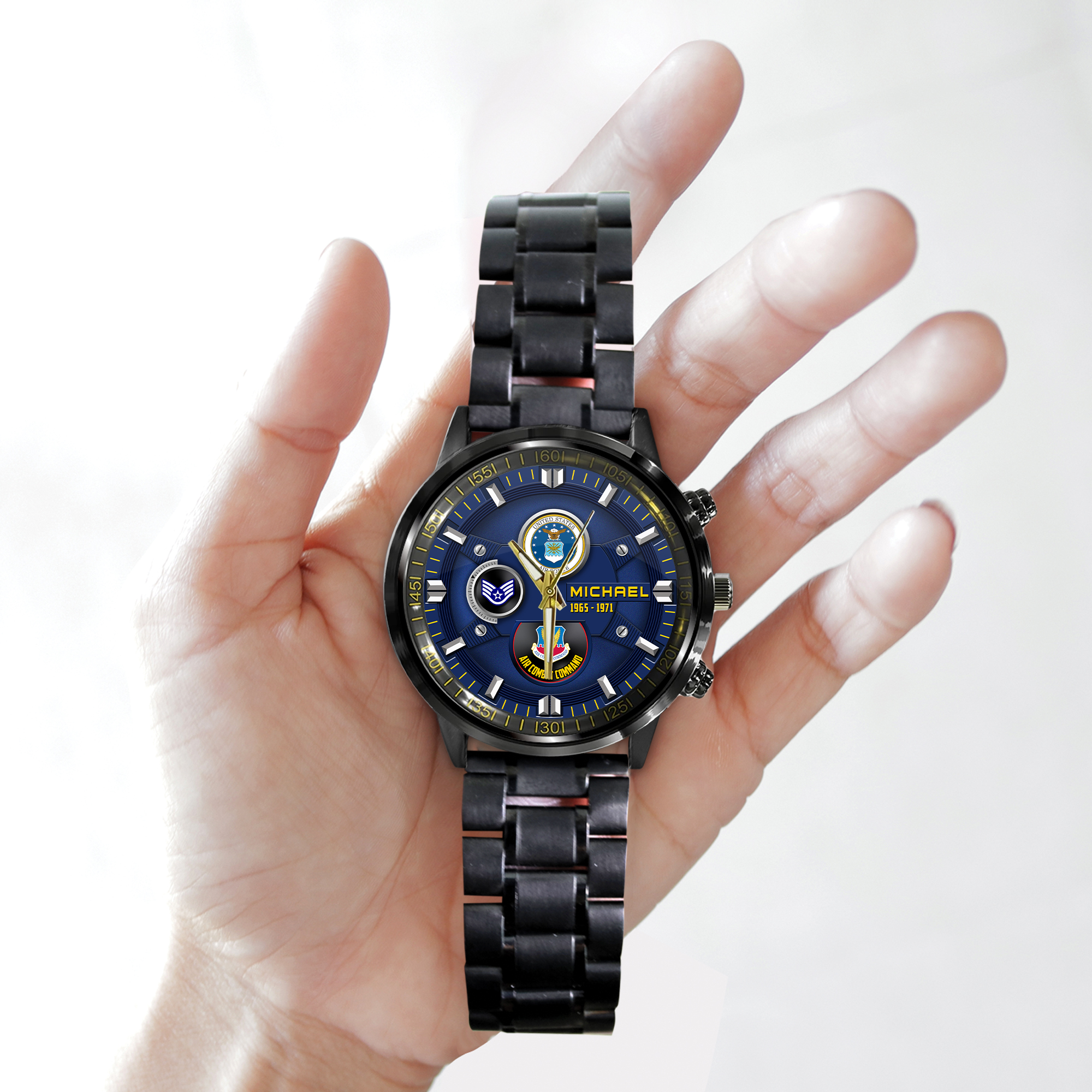 customized usaf command ss6 black stainless steel watch oijbh