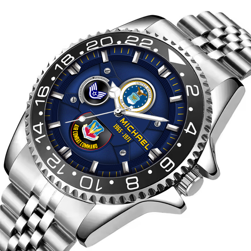 customized usaf command ss6 silver classic stainless steel watch picom