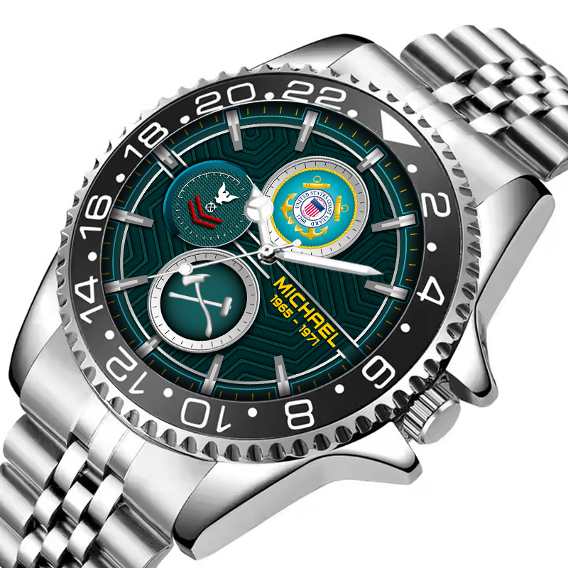 customized uscg rating ss5 silver classic stainless steel watch khews