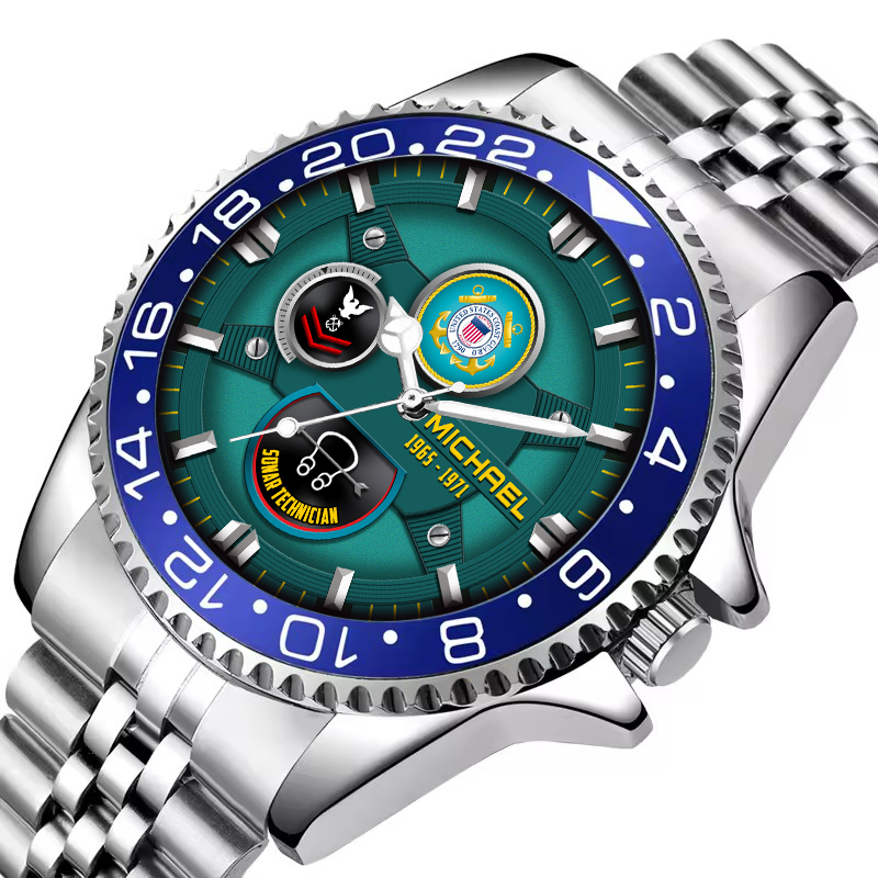 customized uscg rating ss6 silver classic stainless steel watch mmypa