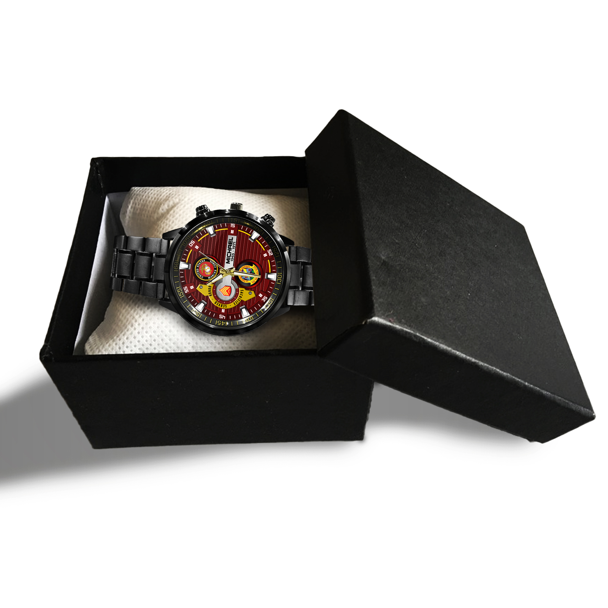 customized usmc battalions ss4 black stainless steel watch vzjd4