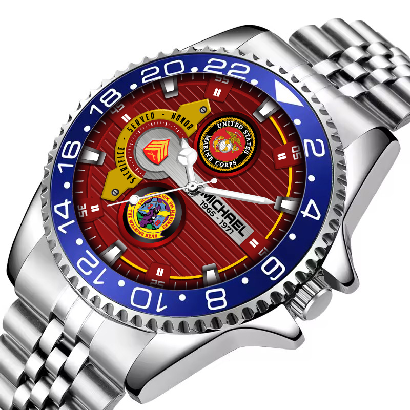 customized usmc battalions ss4 silver classic stainless steel watch ksv9m