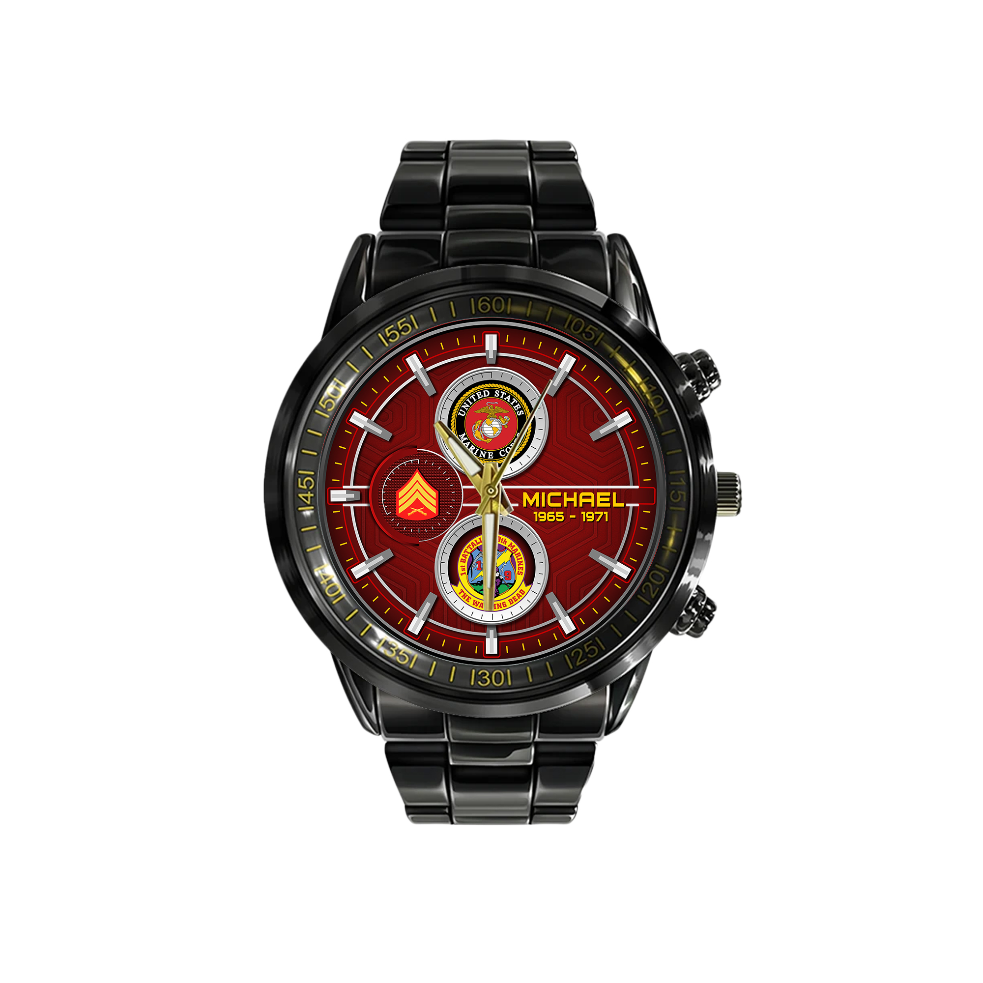 customized usmc battalions ss5 black stainless steel watch ewyre