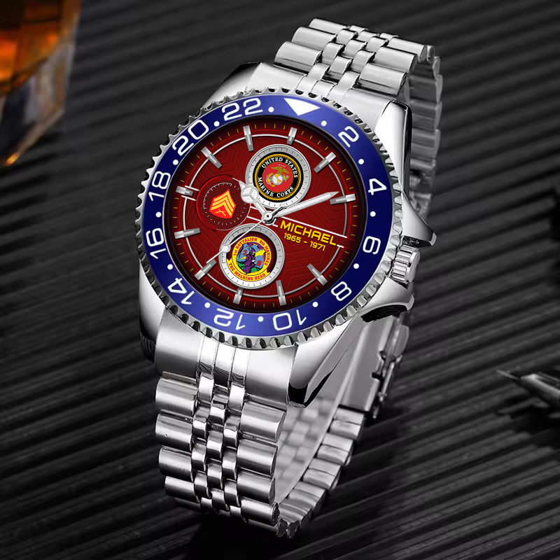 customized usmc battalions ss5 silver classic stainless steel watch iqmf1