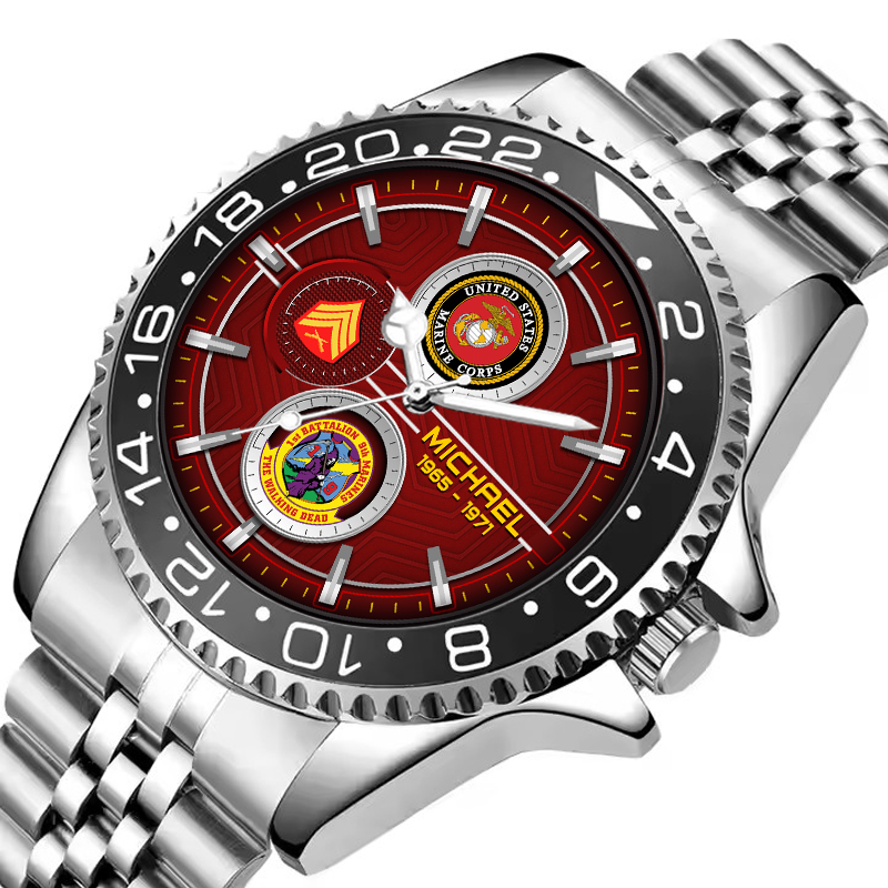 customized usmc battalions ss5 silver classic stainless steel watch vixom